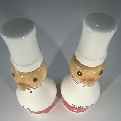 Vintage Nasco Oil and Vinegar Decanter Cruet Chef 7.25” Tall Bake Made in Japan - Picture 8 of 14