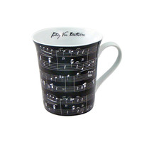 Zrike Brands Music On Mug, Black, Set Of 4 Zrike Brands Music On Mug, Black, Set Of 4