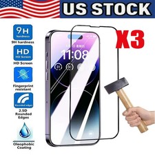 3X Tempered Glass Screen Protector For iPhone 16 15 14 13 12 11 Pro Max Plus Lot