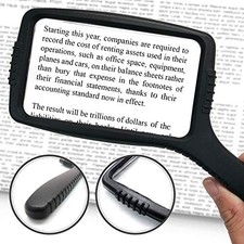 Jumbo Size Magnifying Glass Wide Horizontal Lens 3X Magnification - Shockproo...