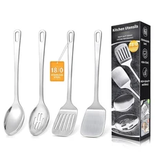 4 Pcs Cooking Utensils Set, Stainless Steel Kitchen Utensils, Heat Resistant ...