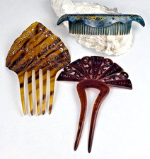 Lot of 3 Vintage Mid-Century/Antique Celluloid Hair Combs