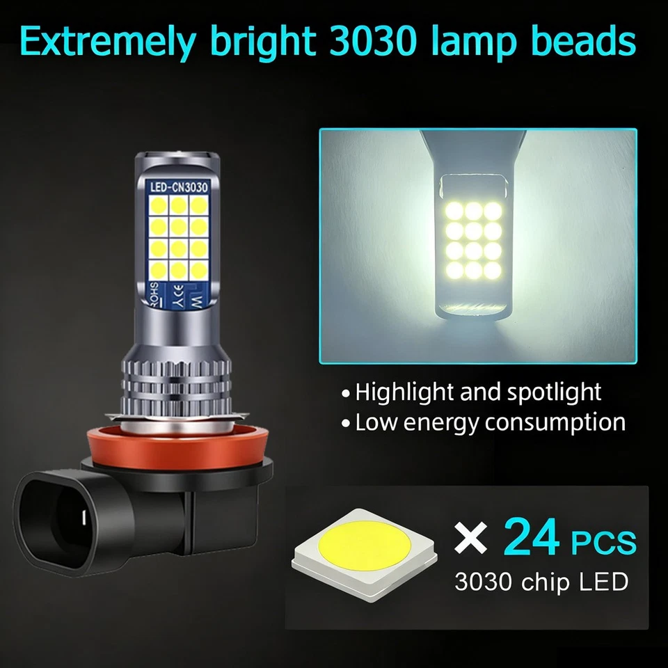 2X H8 LED Light Bulbs Angel Eyes Halo Ring For BMW E92 E91 E60 Plug and play - Image 4 of 4