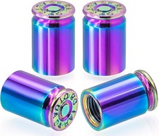4PCS Bullet Shell Tire Valve Stem Caps, Aluminum Alloy 4 pcs Bullet-Colorful