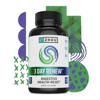Zhou Nutrition 3 Day Renew   Digestive Reset & Bloating Relief   27 VegCaps