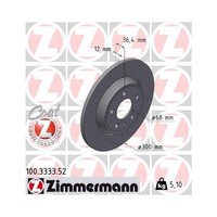 Zimmermann 100.3333.52 Bremsscheibe Hinterachse FüR Vag Audi (Faw) Vw (Svw)
