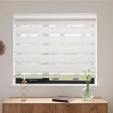 Cordless Zebra Blinds with Free-Stop Function Dual Layer Light Filtering 48"x72"