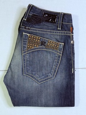 New Men s Robin s Jean SZ 31 Style #D5471BLK MARLON Straight Studded Blue