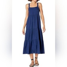 The Drop Elegant Blue Tiered Maxi Dress