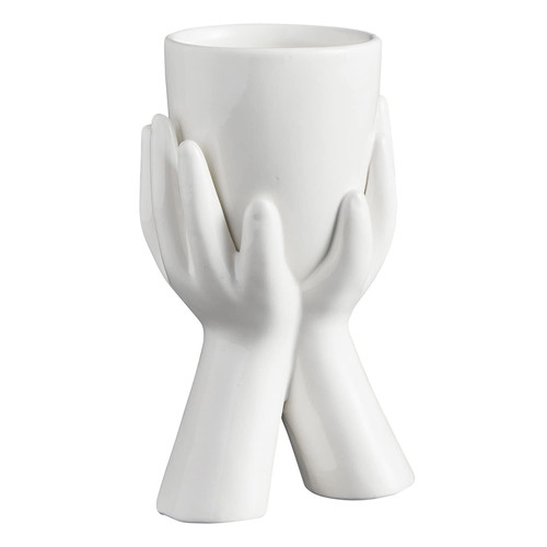 Sleek & Contemporary Shaped White Ceramic Planter Flower Pot for Succulents S...