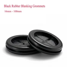 Black Rubber Blanking Grommets Closed Gromet Cable Wiring Protect Plugs 16-100mm