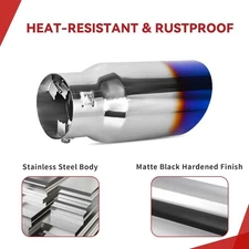 Punta Escape Auto 1.5-2.5" Entrada 4" Salida Acero Inox Azul 9" Universal New