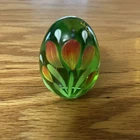 Fenton Oval Green Egg Hand Painted & Signed