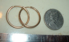 1 PAIR SOLID 14K YELLOW GOLD SMALL TINY 11MM ENDLESS HOOPS EARRINGS JEWELRY