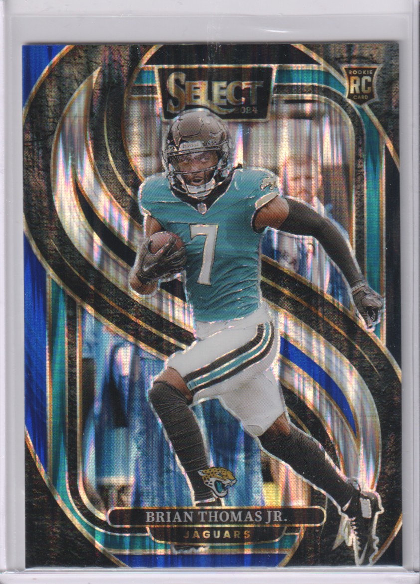 2024 Panini Select #143 Brian Thomas Jr. Black & Blue Prizm Shock