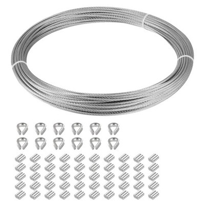1/16 inch Stainless Steel 304 Aircraft Cable Wire Rope Marine Grade, 33 FT Le...