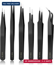 6pcs Precision Tweezers Set, Premium Anti-Static Stainless Steel ESD Tweeze