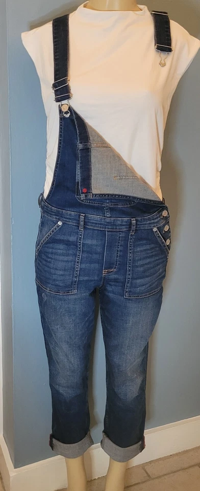 Macacão jeans Y2k bainha crua cropped Tommy tamanho 6 28 cintura. Estilo hiphop dos anos 1990 - Imagem 3 de 4