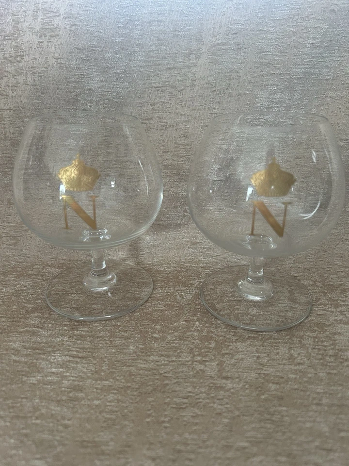 Vintage Baccarat Napoleon Bonaparte Brandy Cognac Glasses 1960’s Snifter Pair - Image 3 of 4