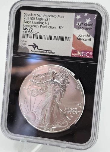 2021-(S) $1 American Silver Eagle T2 Emergency Issue FDI NGC MS70 John Mercanti