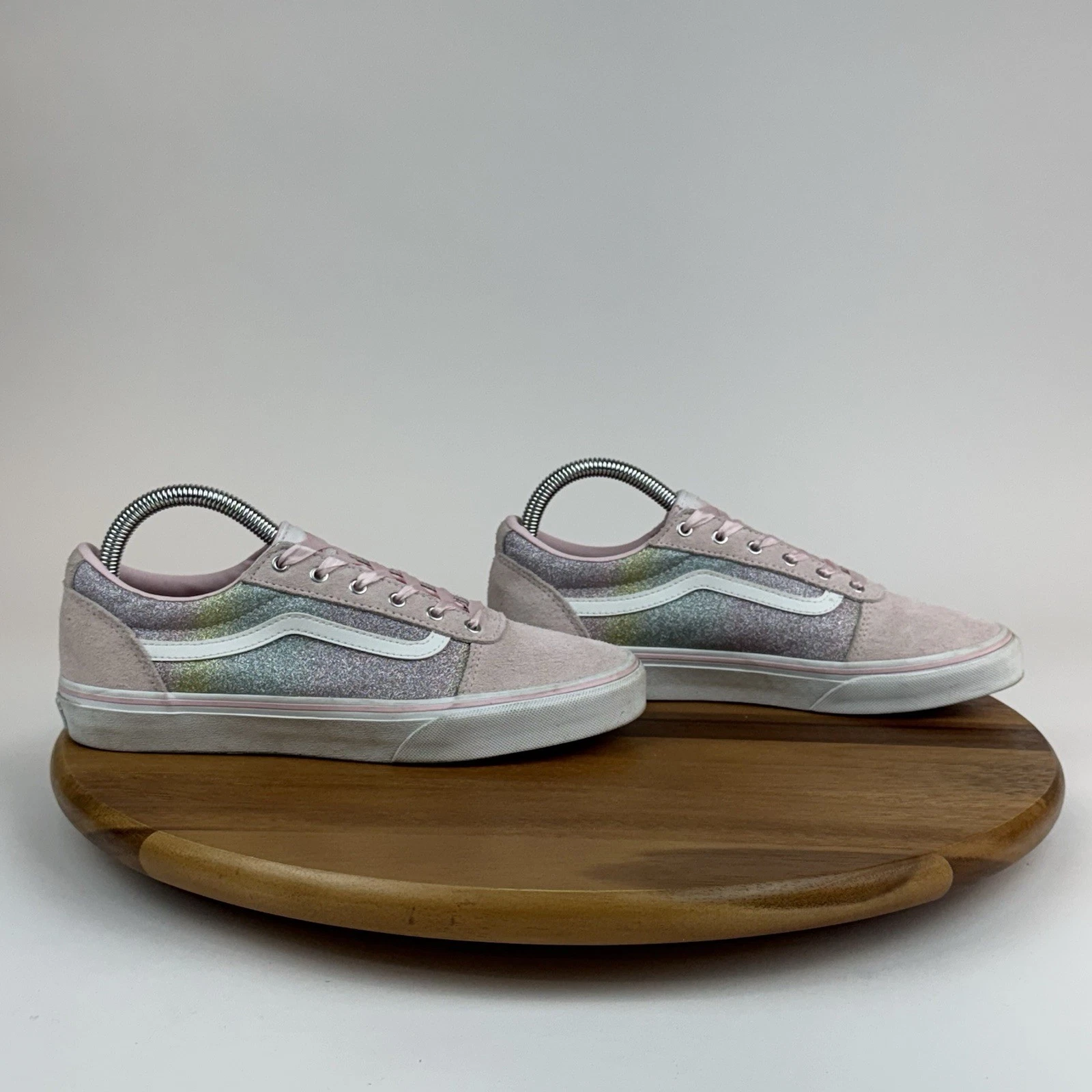 Scarpe sneakers skateboard donna Vans Ward rosa arcobaleno glitter taglia 8 M ottime condizioni