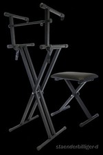 Keyboardständer Set, doppelstrebig+Klavierbank+Aufsatz Ständer Pianositz, Er