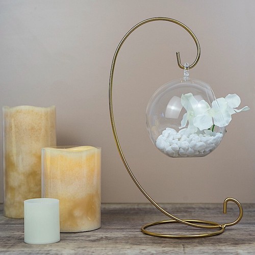 Soportes de terrario de metal dorado de 10" de alto soportes para adornos colgantes decoraciones de fiesta - Imagen 7 de 9