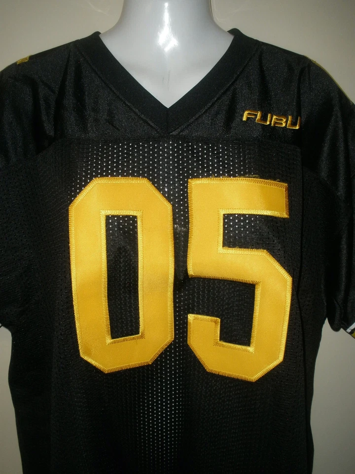 #874 Vintage Fubu 05 Youth XLarge (20) Football Black Gold Heavy Jersey Limited - Image 3 of 4