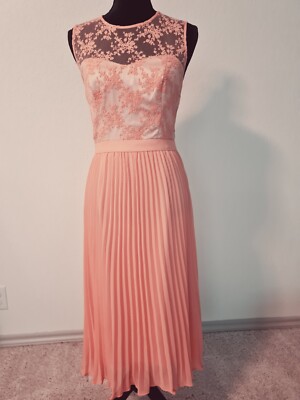 Warehouse pleated and lined orange dress. Size US 6 | eBay