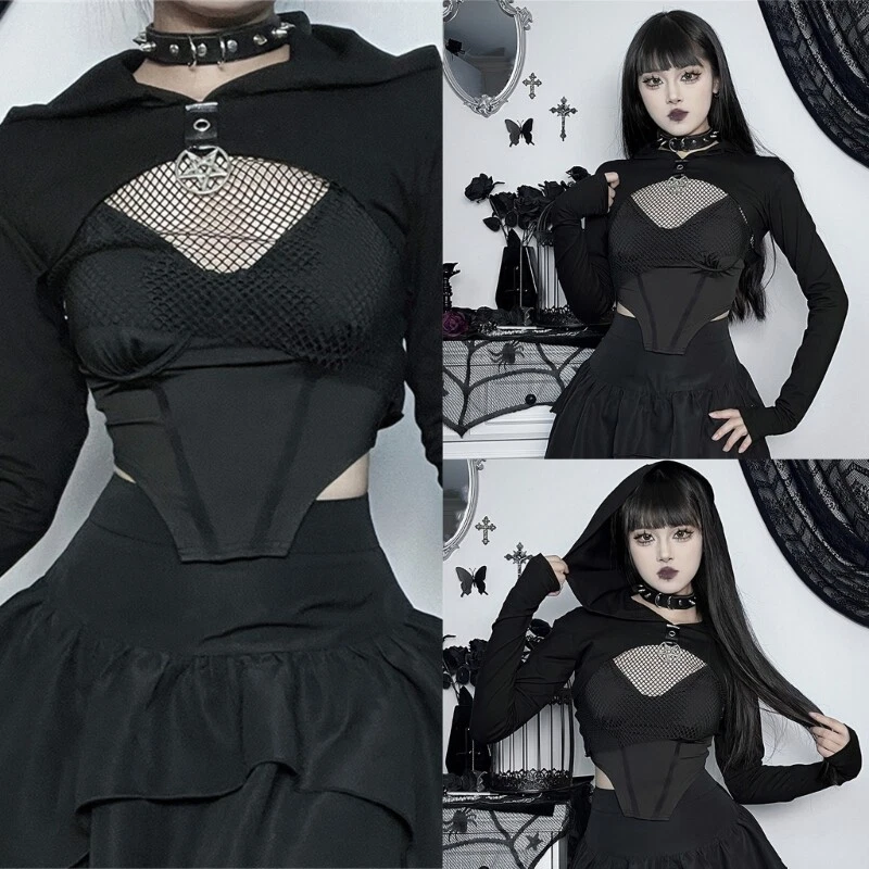 Mesh contrast crop hoodie clearance