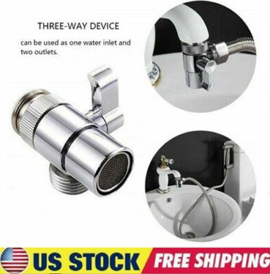 US Head Faucet Adapter Diverter Valve Faucet Connector Kitchen Sink Splitter