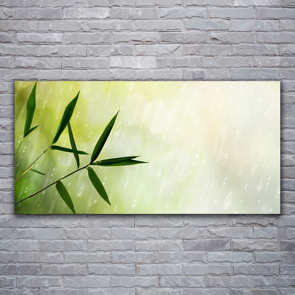 Image impression 120x60 cm déco salon nature Motif Floral Feuilles sous la Pluie