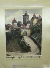 ERNST GEISSENDORFER ROTHENBURG GERMANY ETCHING ON SILK