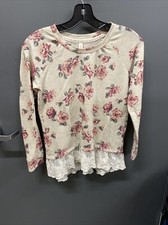 Xhilaration White Floral Girl  s L 10/12 Shirt
