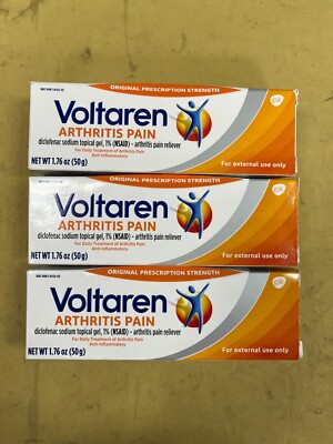 3 New Voltaren Arthritis Pain Reliever Gel - 1.76oz Tube Each Box Exp. 12/2026