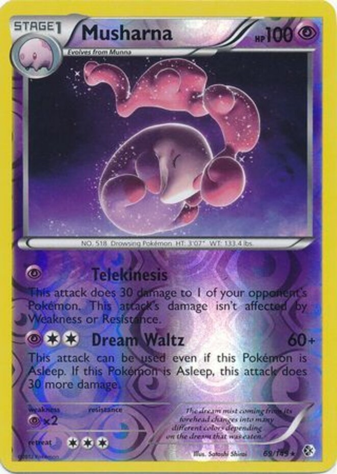 Pokemon - Musharna - 69/149 - Rare - Reverse Holo - BW - Boundaries Crossed - NM