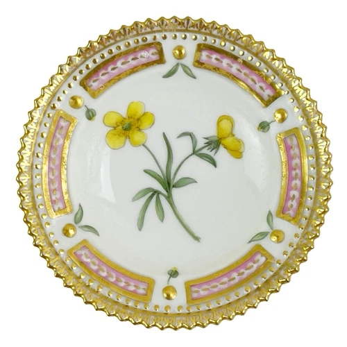 Royal Copenhagen Flora Danica Butter Pat Caviar Dish Botanical Buttercup Denmark