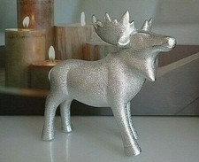 ELCH Figur Weihnachtsdeko Silber Keramik Dekofigur Weihnachten Weihnachtselch