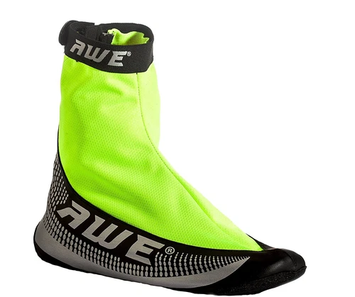 AWE Bike Shoe Cover Neoprene/PU Reflective Neon/Black/Silver Waterproof Size 7-9 - Picture 1 of 6