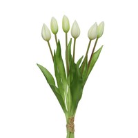 Tulpenbund Mit 6 BlüTen KüNstliche Tulpen Kunstblumen Dekoblumen H: 40Cm Weiß