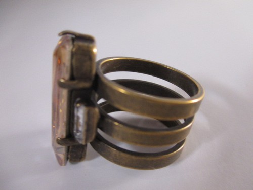 Anillo DANNIJO Paula Cristal Ámbar Claro Rectángulo Brss Talla 6 NUEVO SIN ETIQUETAS $195 - Imagen 9 de 11