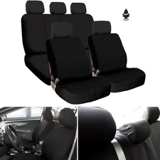 For Mazda Car Truck SUV Seat Covers Full Set Black Flat Cloth Universal Fit