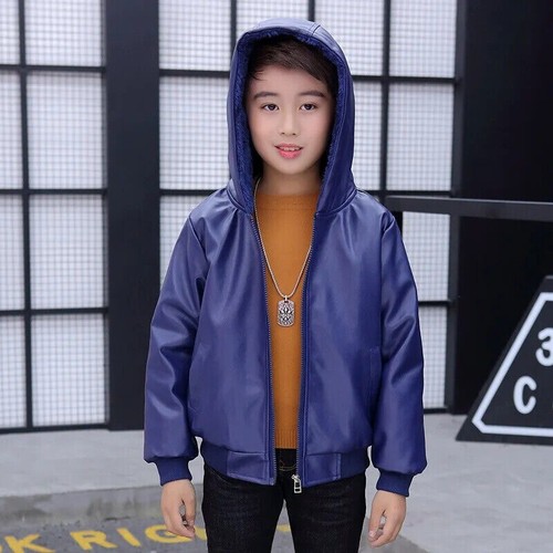 Jackets Boy Plush Thick Winter Casual Overcoat Kids for Outerwear Leather Coat - Picture 17 of 30