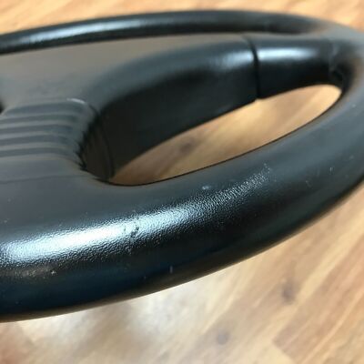 Genuine Momo V36, 360mm black leather, 3 spoke steering wheel. D&W
