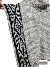 Alya Poncho Sweater Size M Super Soft Cowl Neck Boho