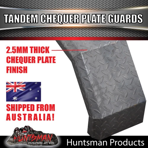 Pair 250mm Tandem Trailer Mudguards Chequer Steel Suited R/Roller Springs 2.5mm - image 3 of 4
