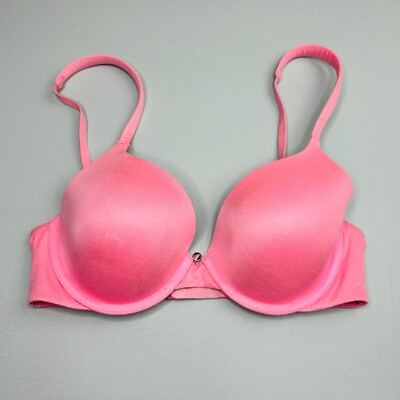 Victoria Secret Lined Perfect Coverage Bra 32C Pink Satin