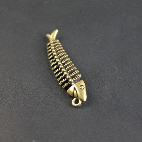 Brass Koi Carp Fish Bone Keychain Pendant Hanging Tea Pet Ornament Miniature Toy - Picture 5 of 7