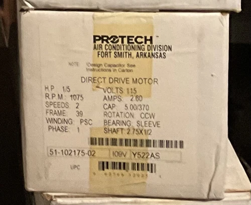 Rheem-Ruud 51-102175-02 1/5HP 1075RPM 120V CCW MOTOR
