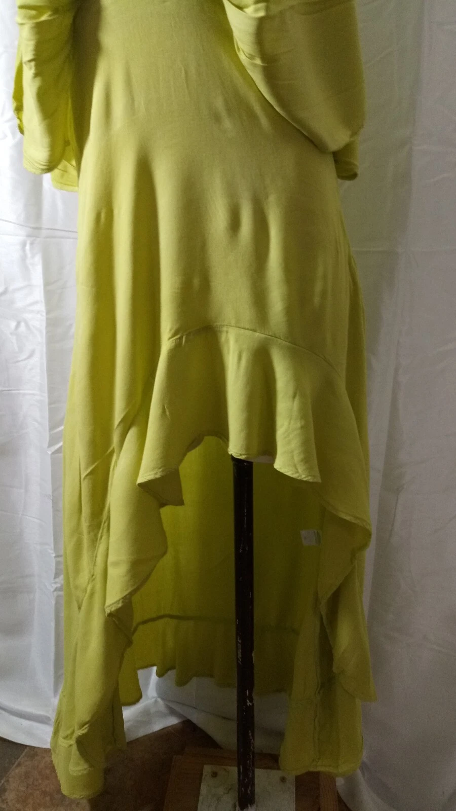 VETEMENTS YFB Abbigliamento Vestito Donna Asimmetrico Increspato Verde Limone Tg XSmall Dolman Slv